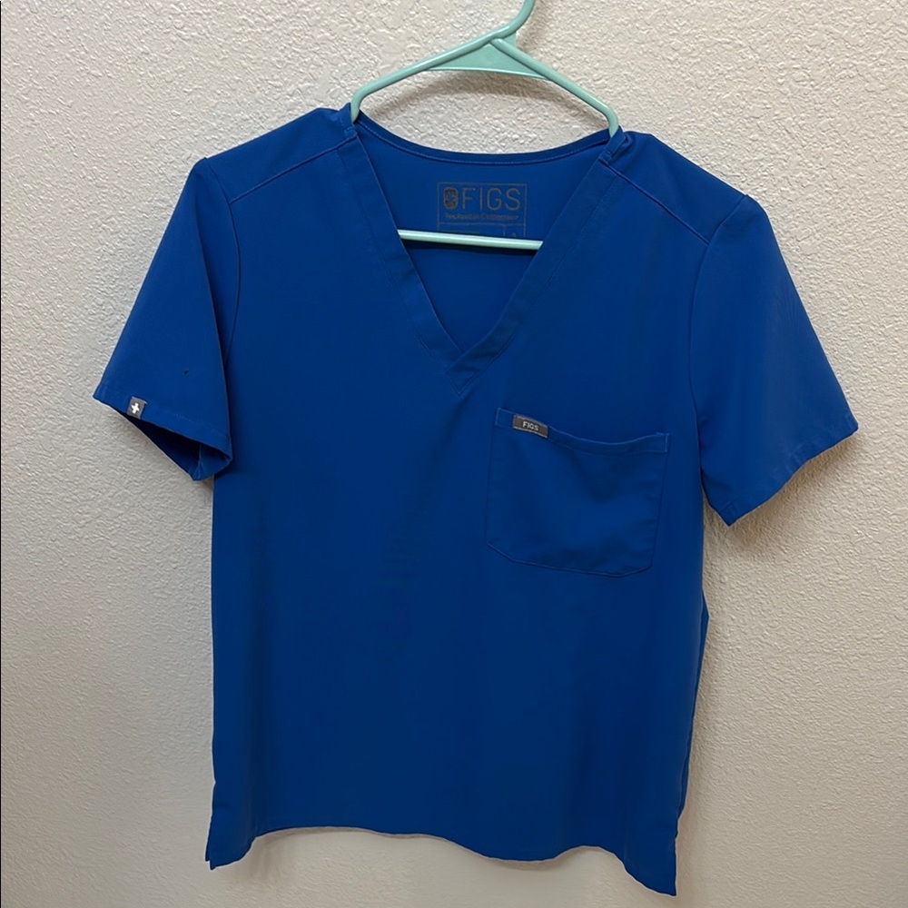 Figs Royal Blue V-Neck Scrub Top